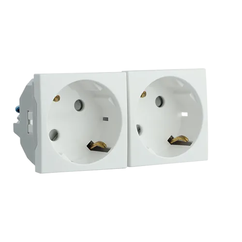 PRISE DOUBLE COURANT SCHUKO A/PROT - 4 MOD BL