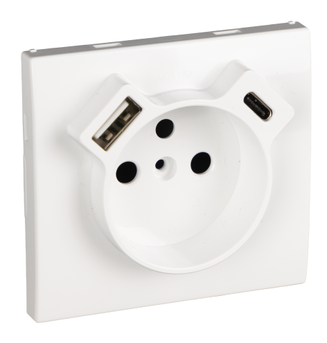 Cover Plate for Earth Socket French + USB Type A and Type C