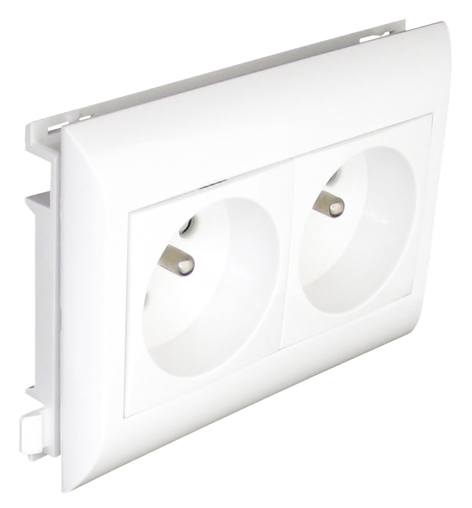 Block of Two Earth Sockets (French Type) L75 - 4 Modules
